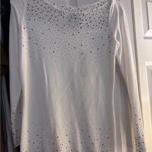Lola B White Embellished Sweater  NWT